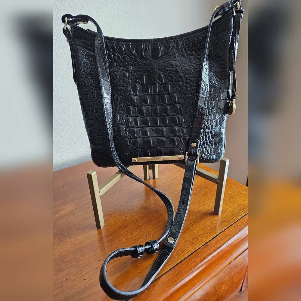 Brahmin Genuine Leather Black Crossbody Purse